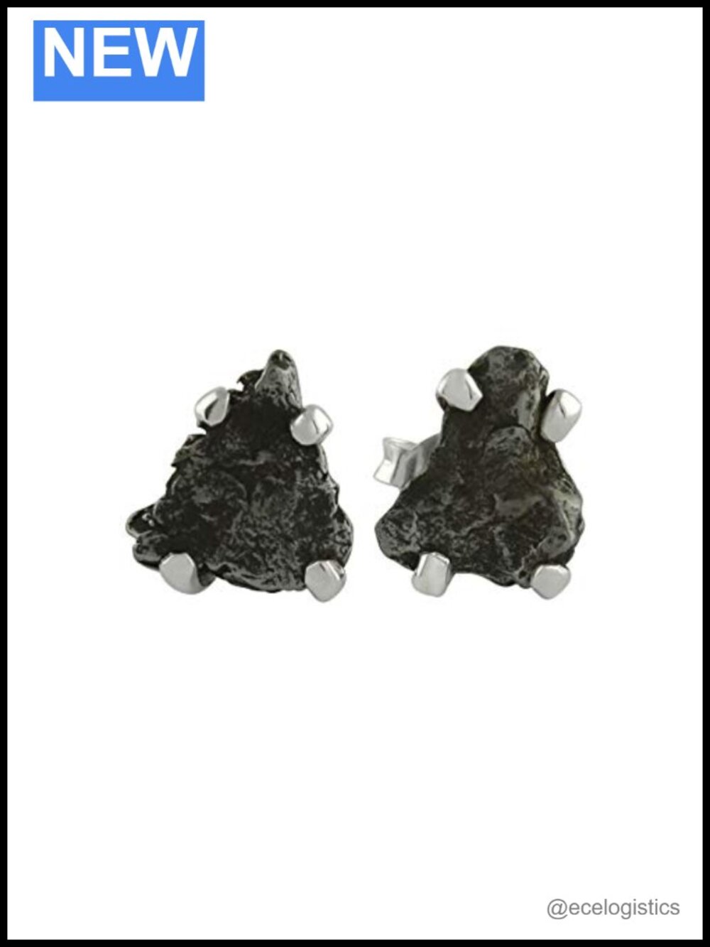 Sterling Silver Campo del Cielo Meteorite Stud Earrings